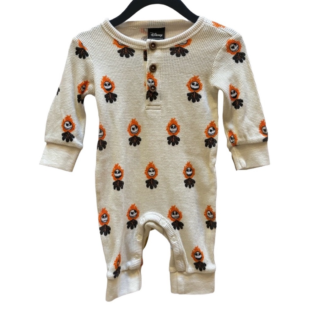 Nightmare before Christmas waffle baby onesie size 6 Months, JACK Skellington